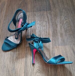 Betsey Johnson Satin Bow Heel Sandals. 